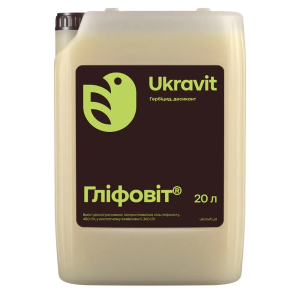 Гербіцид суцільної дії Гліфовіт Укравіт 20 л (гліфосат 480 г/л к.е. 360 г/л) для пару, сої і кукурудзи від бур'янів
